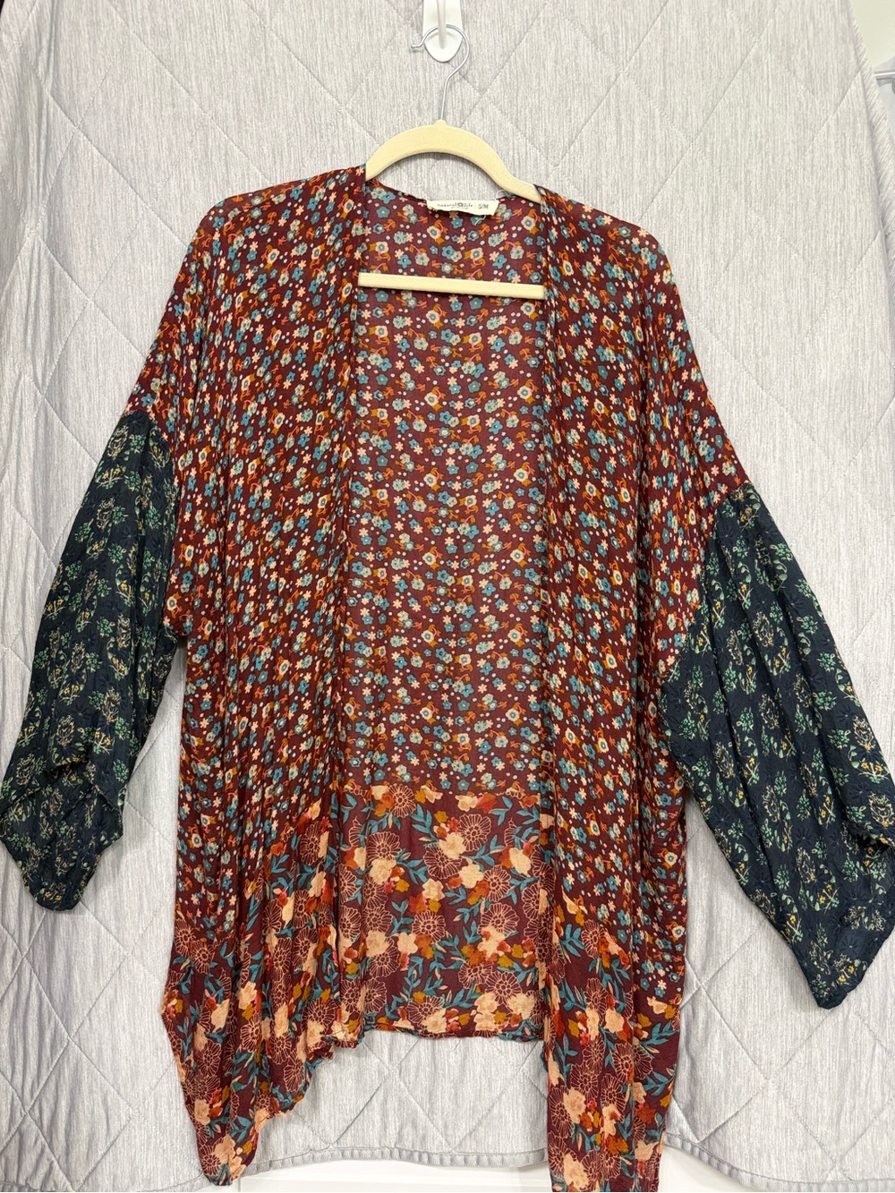 NATURAL LIFE Rust Multi Floral Mixed-Print Kimono